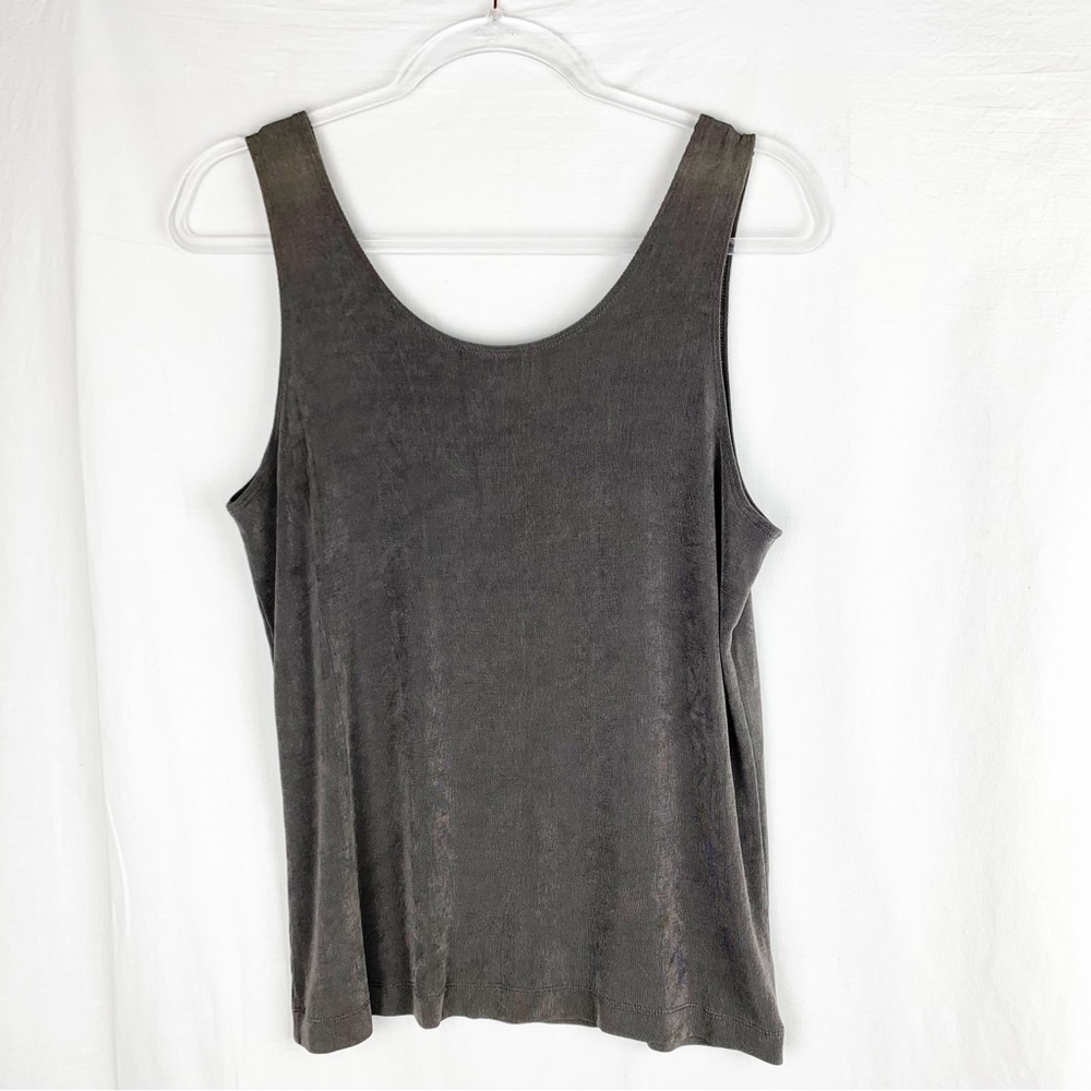 CHICO'S Travelers Slinky Knit Sleeveless Tank Top Dark Taupe Size L - Picture 3 of 5